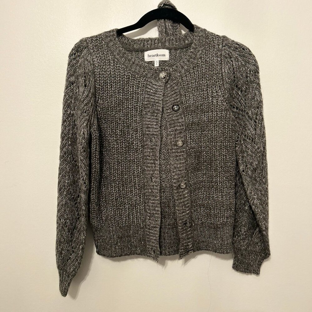 Heartloom Metallic Grey Knit Cardigan (S)